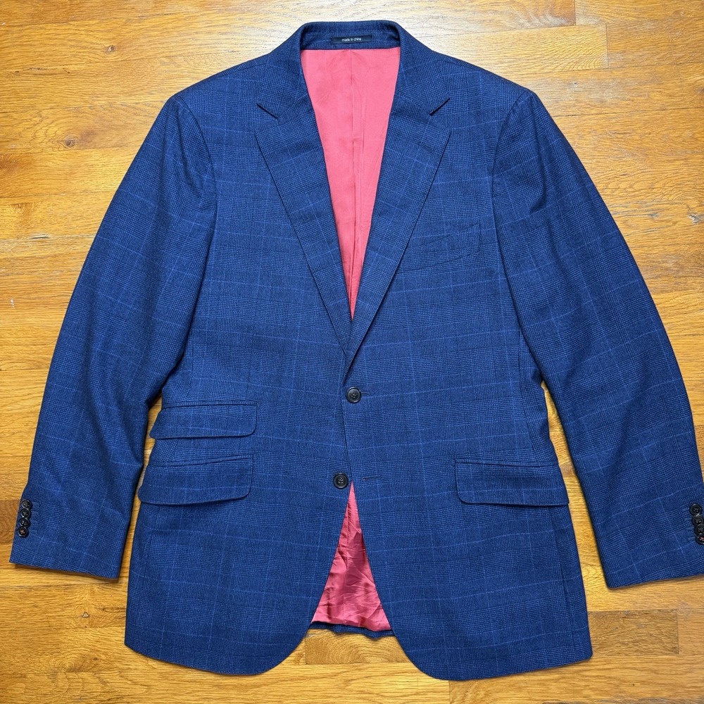 Suitsupply Mens Sienna Blazer 42R Blue Glen Plaid Wool Silk Carlo Barbera Italy